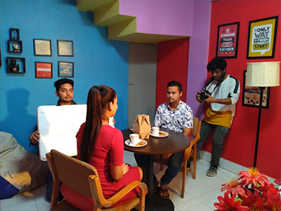 Art direction students working on set design at MDFA Mumbai